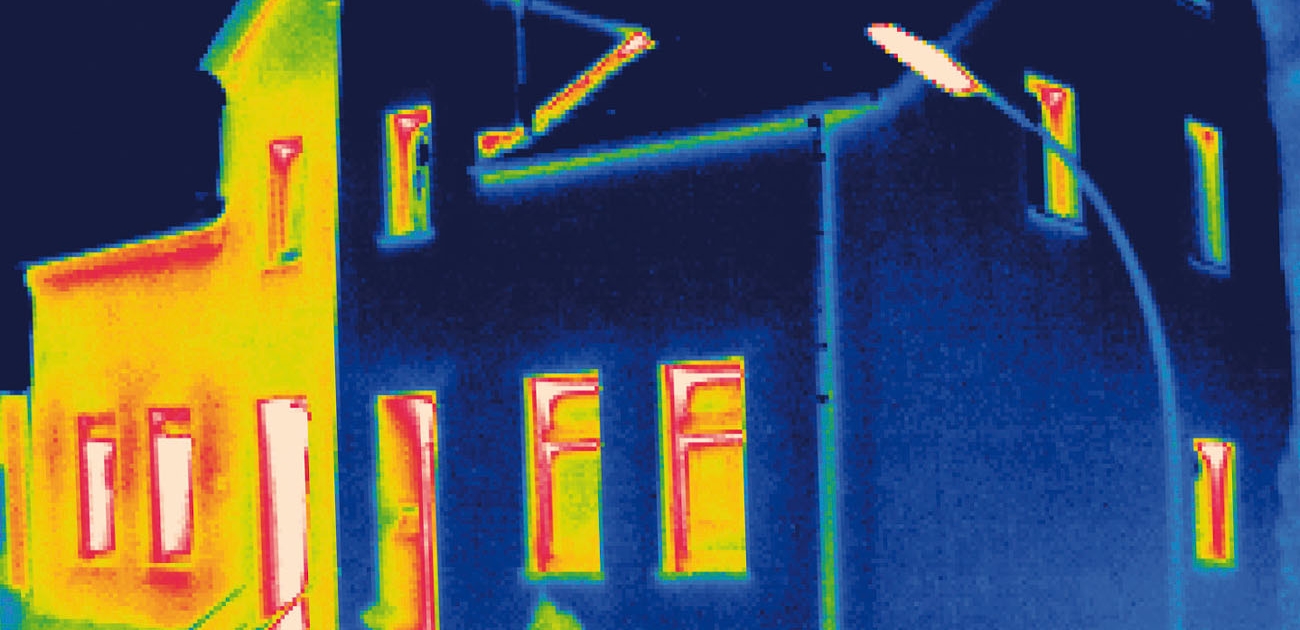 Wärmebild einer Fassade mit WDVS